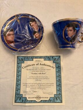 The Bradford Exchange Elvis Presley Blue and Gold Porcelain Teacup & Saucer